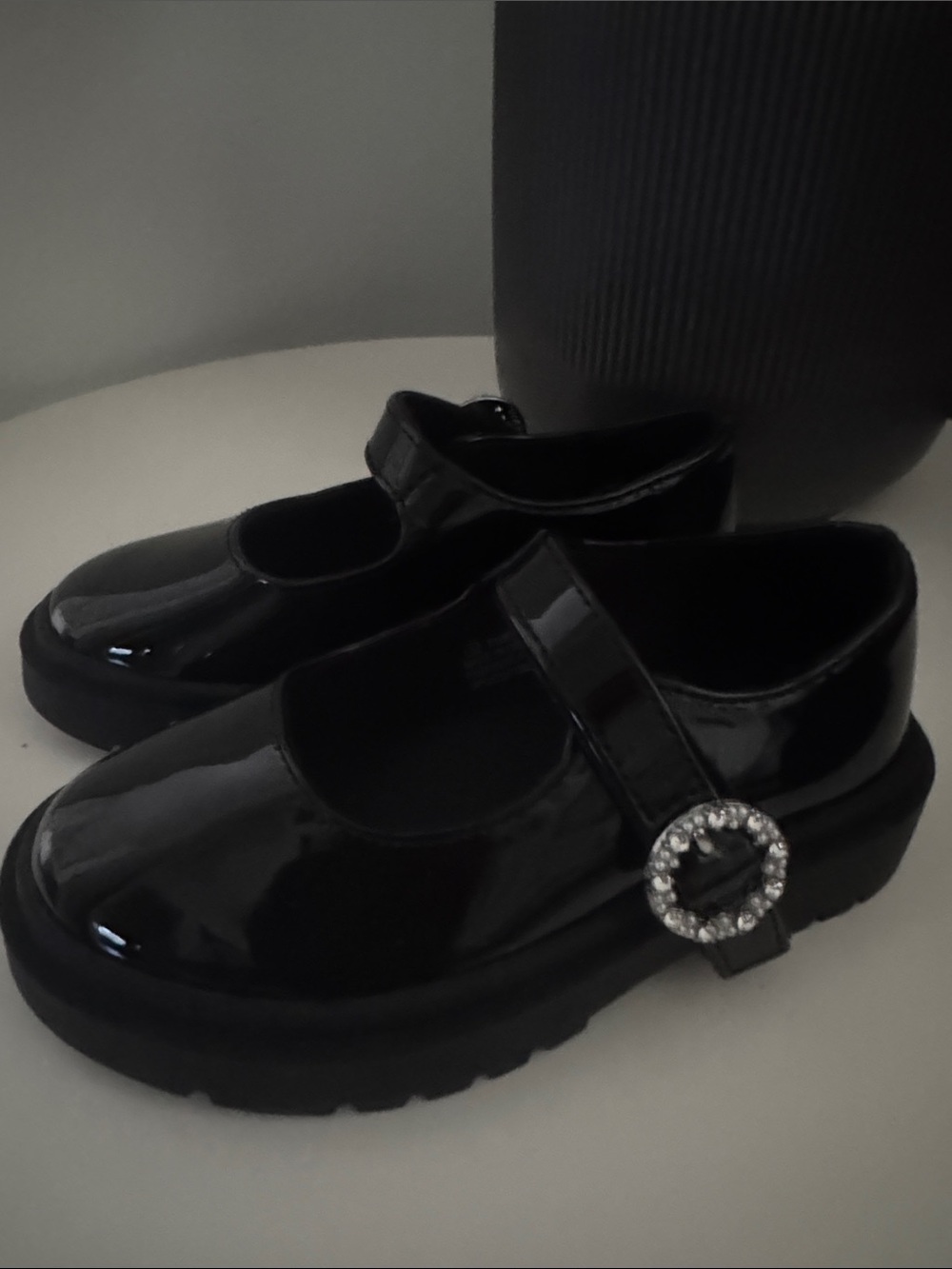 George Black Patent Mary Janes with Rhinestone Buckle new without tags